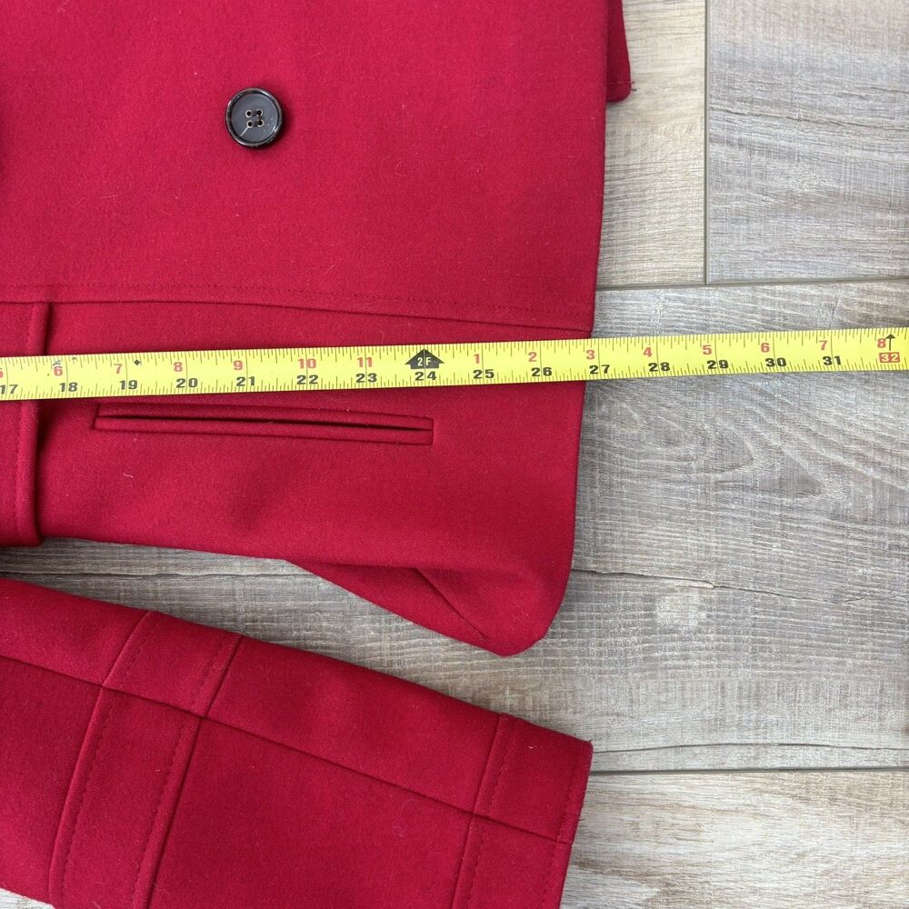 Victoria’s Secret Womens Red Pea Coat Size 12 Wool Blend Double Breasted Classic - Picture 8 of 15